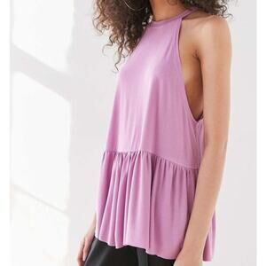 Kimchi Blue Moonchild Babydoll Halter Top Women's Medium Pink Swing Jersey